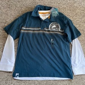 Cherokee Boys 2-1 long-sleeve tshirt & golf shirt, size 10/12, NWT